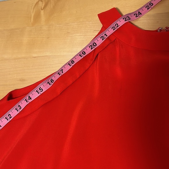 Ramy Brook Red Silk Open-Shoulder Blouse - Picture 10 of 12